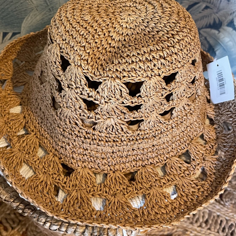 Woven Straw Boho Bucket Hat with Leaf Cutouts – Boho Summer Style - Picture 6 of 7